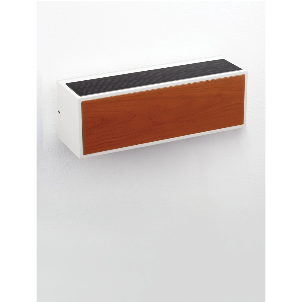 Solar wandlamp Brown wit met hout Lyora 5212017449467