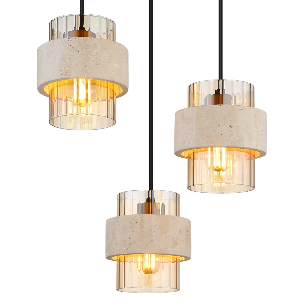 3-lichts hanglamp Daren zwart met marmer Globo 9007371589654