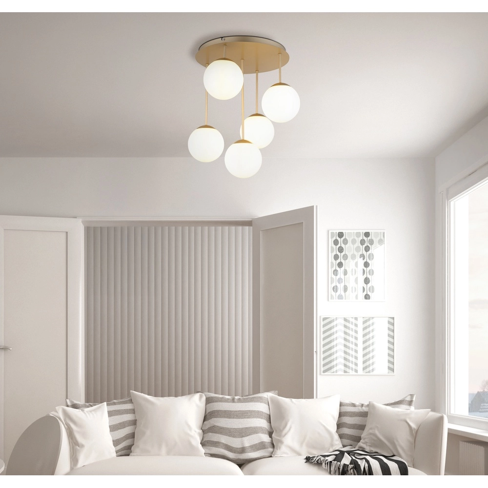 5-lichts plafondlamp Harmon champagne Globo 9007371580545