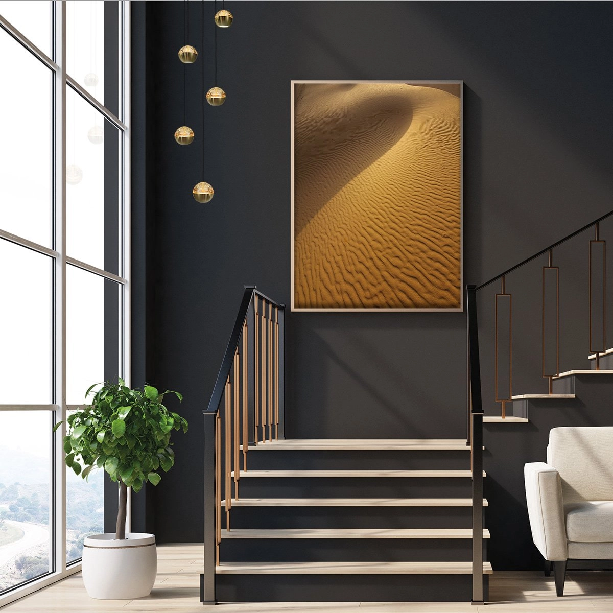 5-licht vide hanglamp Belluno led - messing goud met glas Steinhauer 8712746183870