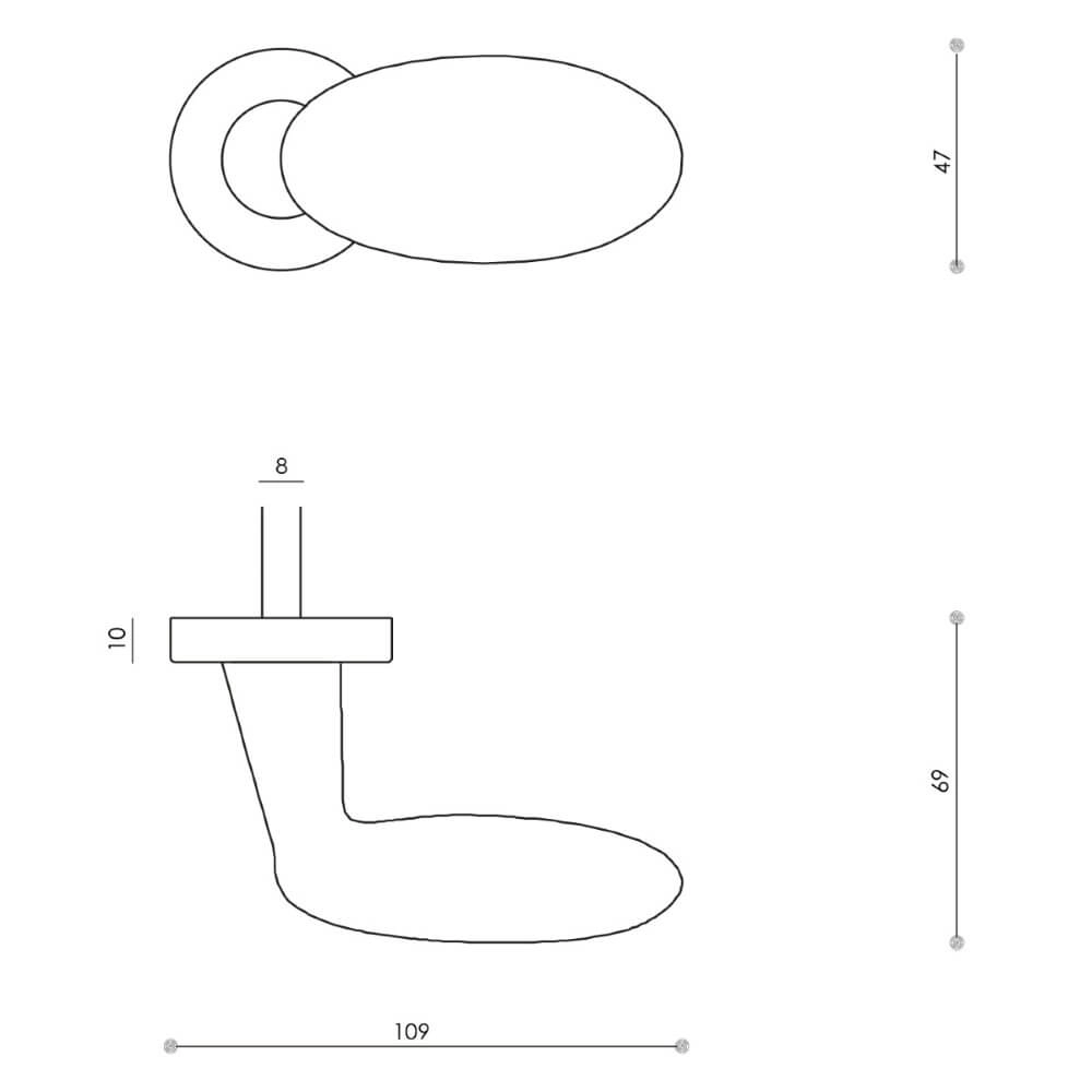 Deurknop Blindo draaibaar rechts messing mat Olivari 8714186481707