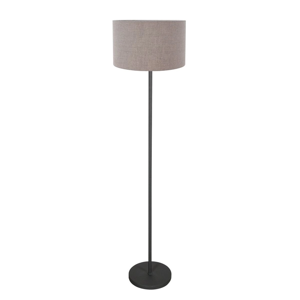 Zwarte vloerlamp Noor met kap grijs Zwarte vloerlamp Noor met kap grijs