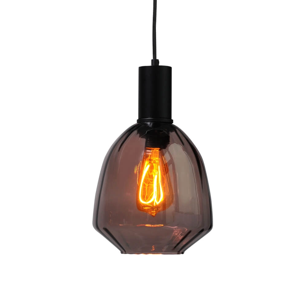 3-lichts hanglamp - zwart - Porto met Nicolette red glazen Masterlight 8718121269573