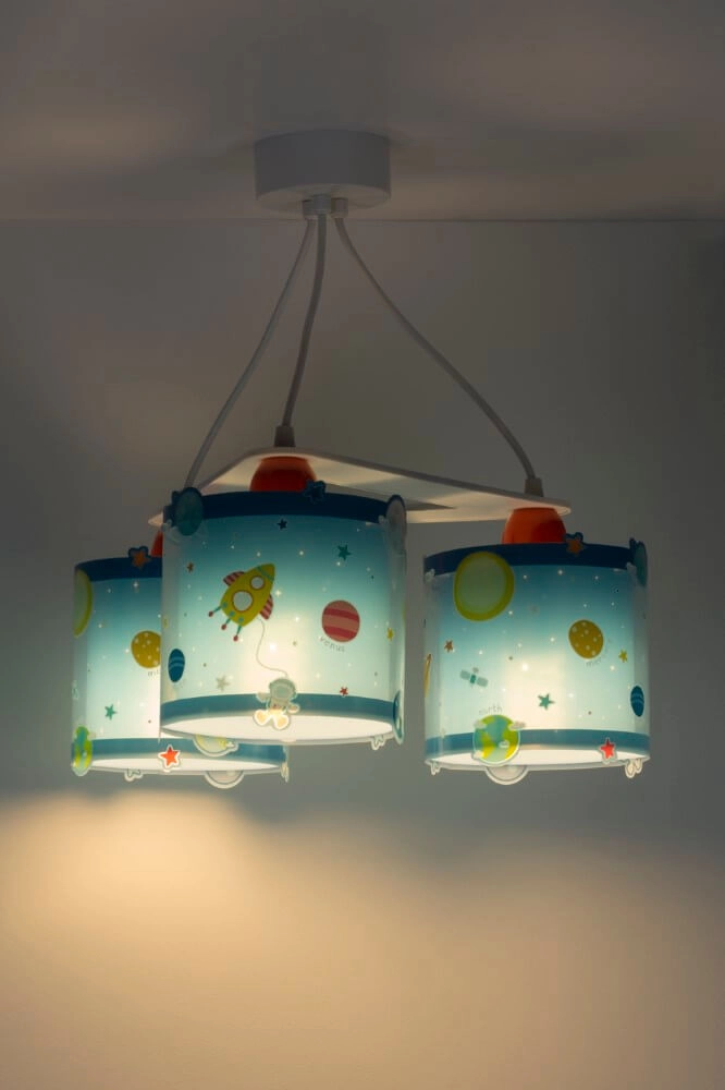 Kinderkamer hanglamp Planets 3-lichts blauw Dalber 8420406413440
