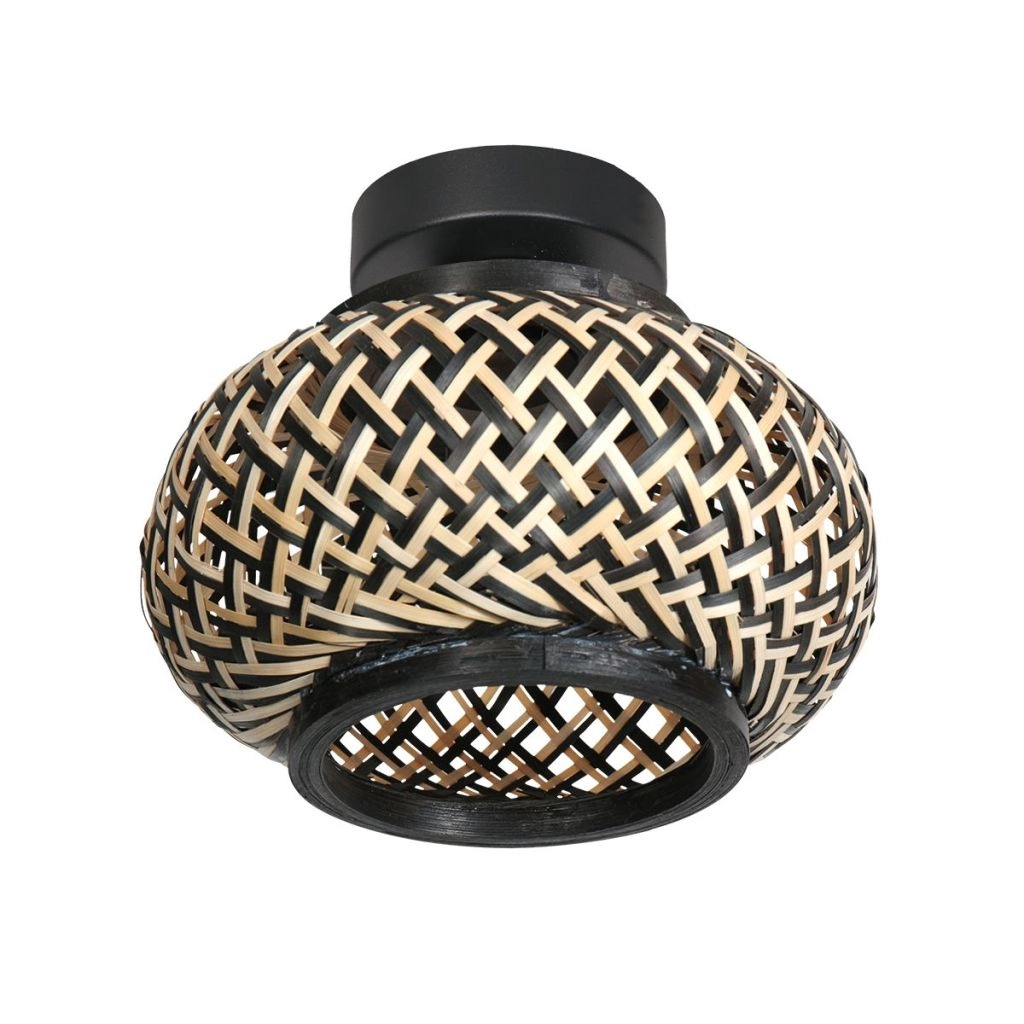 Plafondlamp Nox Light met bamboe kap Ø22,5cm