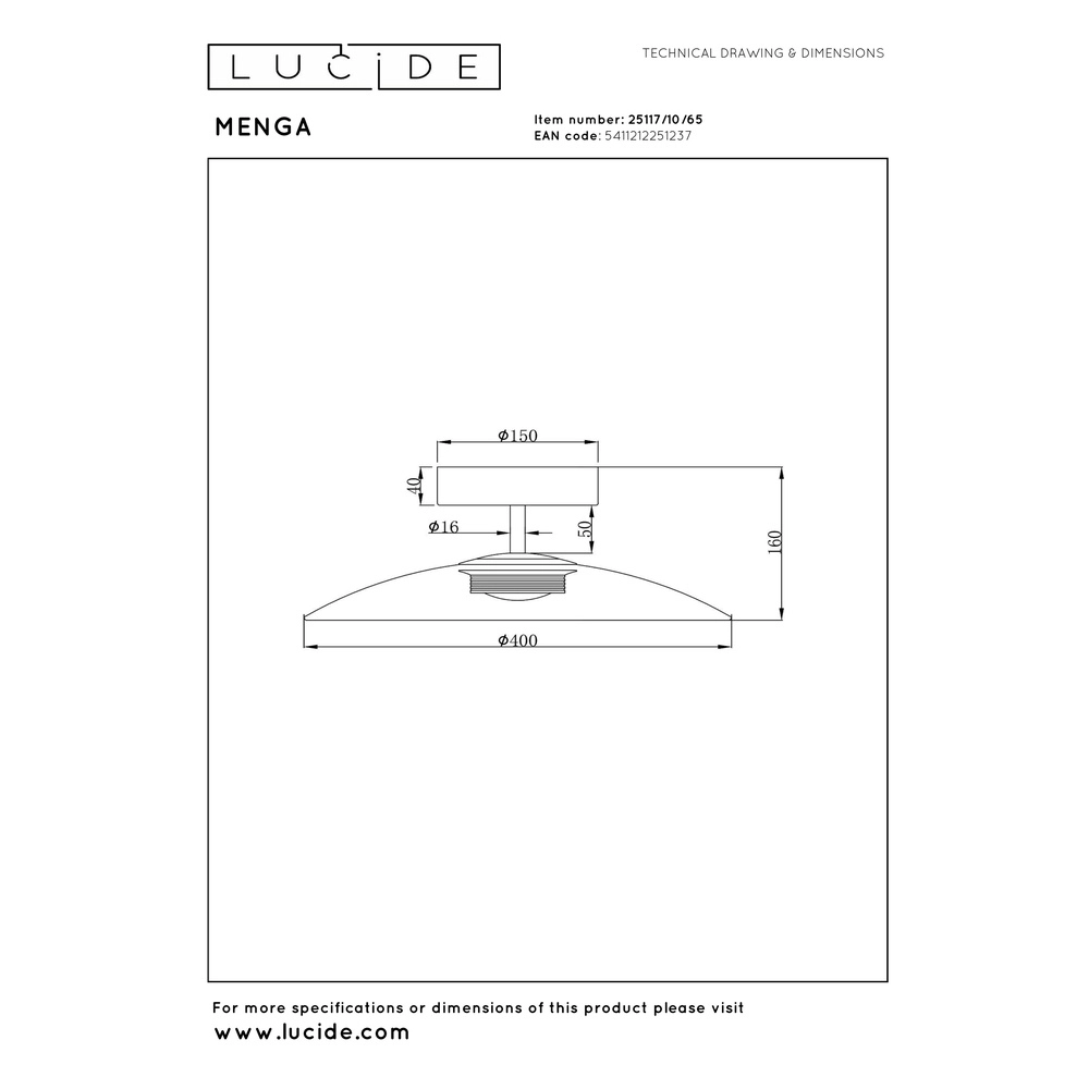 Strakke plafondlamp Menga Ø 40cm smoke glas Premium by Lucide 5411212251237