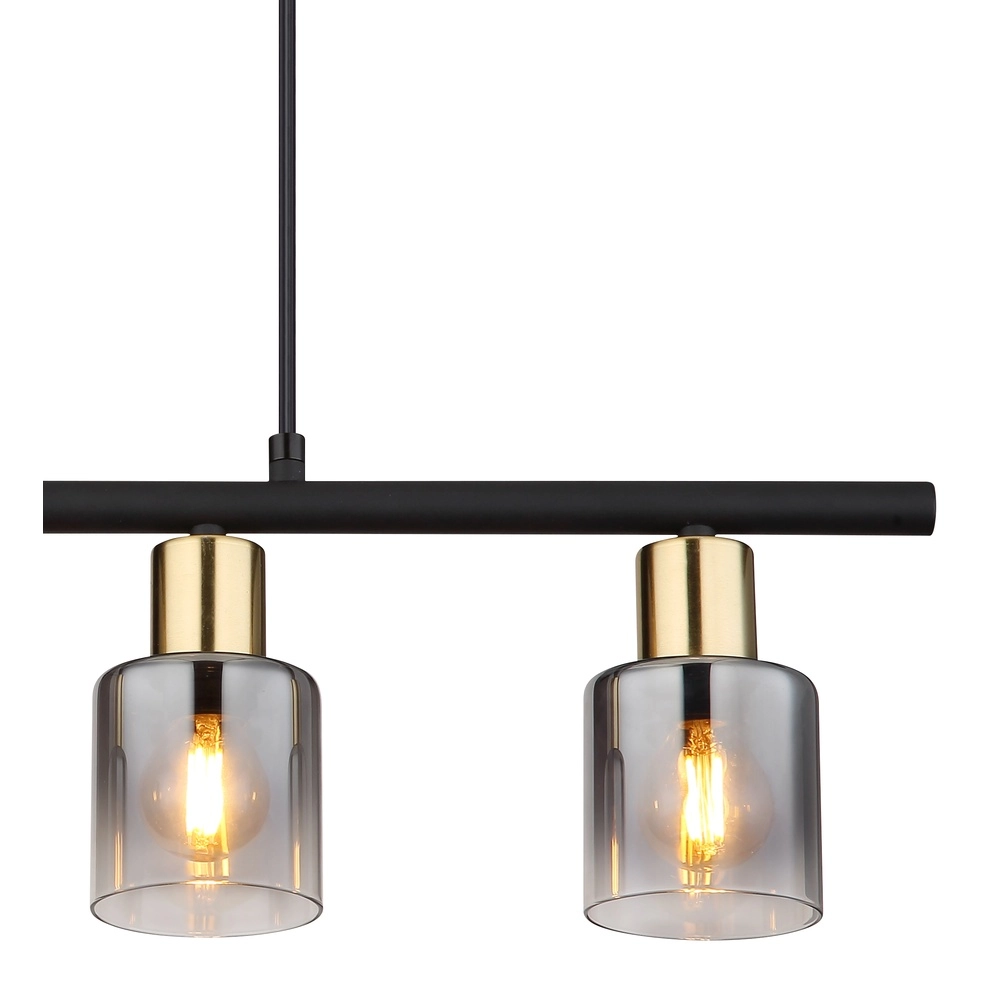 4-lichts hanglamp Hollsy zwart met smoke glas Globo 9007371454853