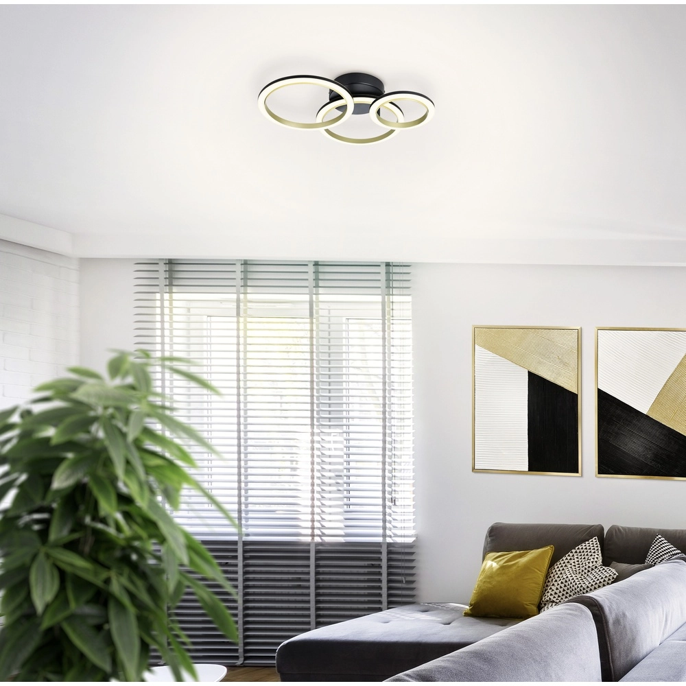 Slimme plafondlamp Calliera 49cm - zwart met goud - rond Eglo 9008606332939