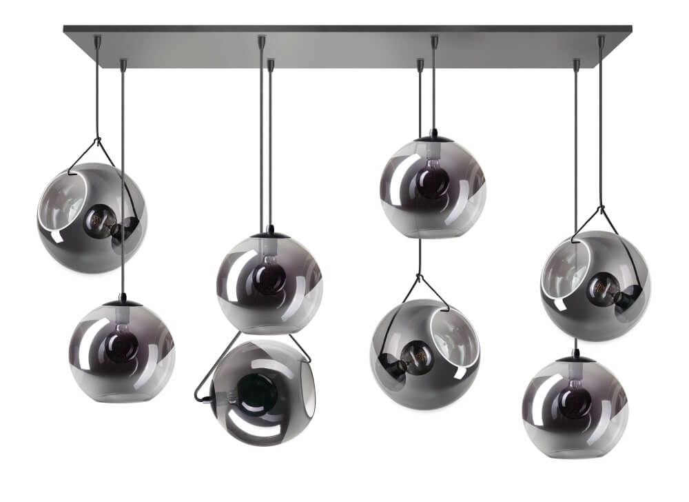 8-lichts glazen hanglamp Orb
