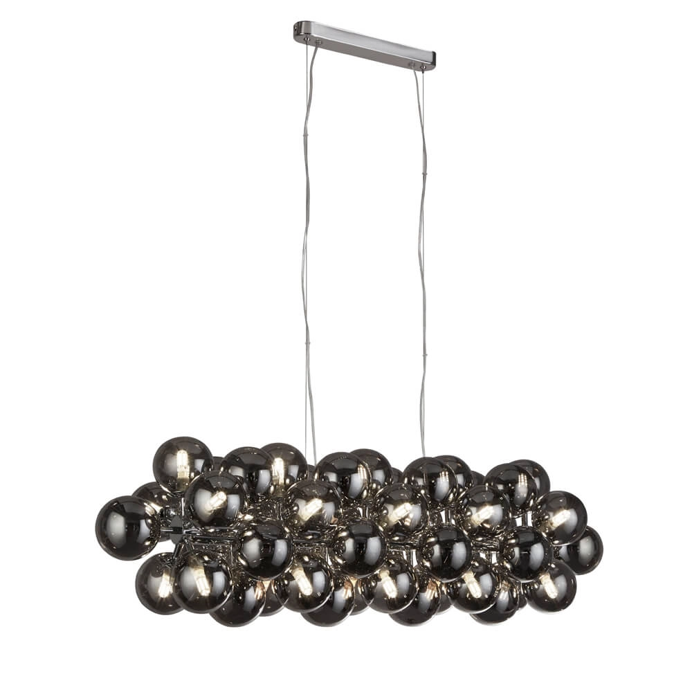 Hanglamp Glas Berry Globe 25-lichts zwart met smoke glas