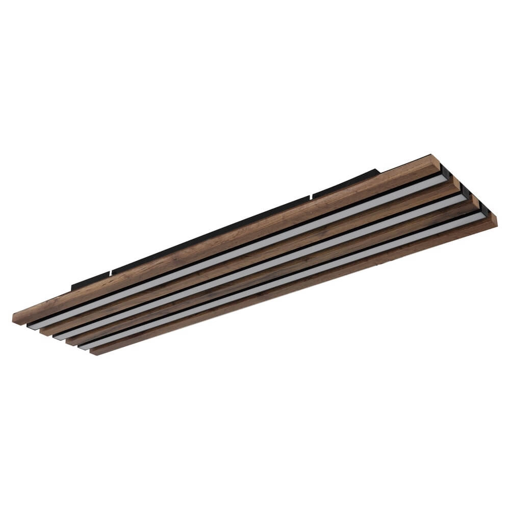 Plafondlamp Hayden zwart met hout 80cm Globo 9007371519644