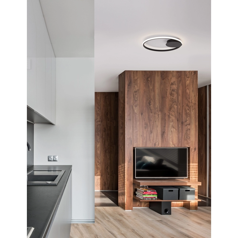 Ronde plafondlamp Fuline zwart Ø 50cm Lyora 5212017419682