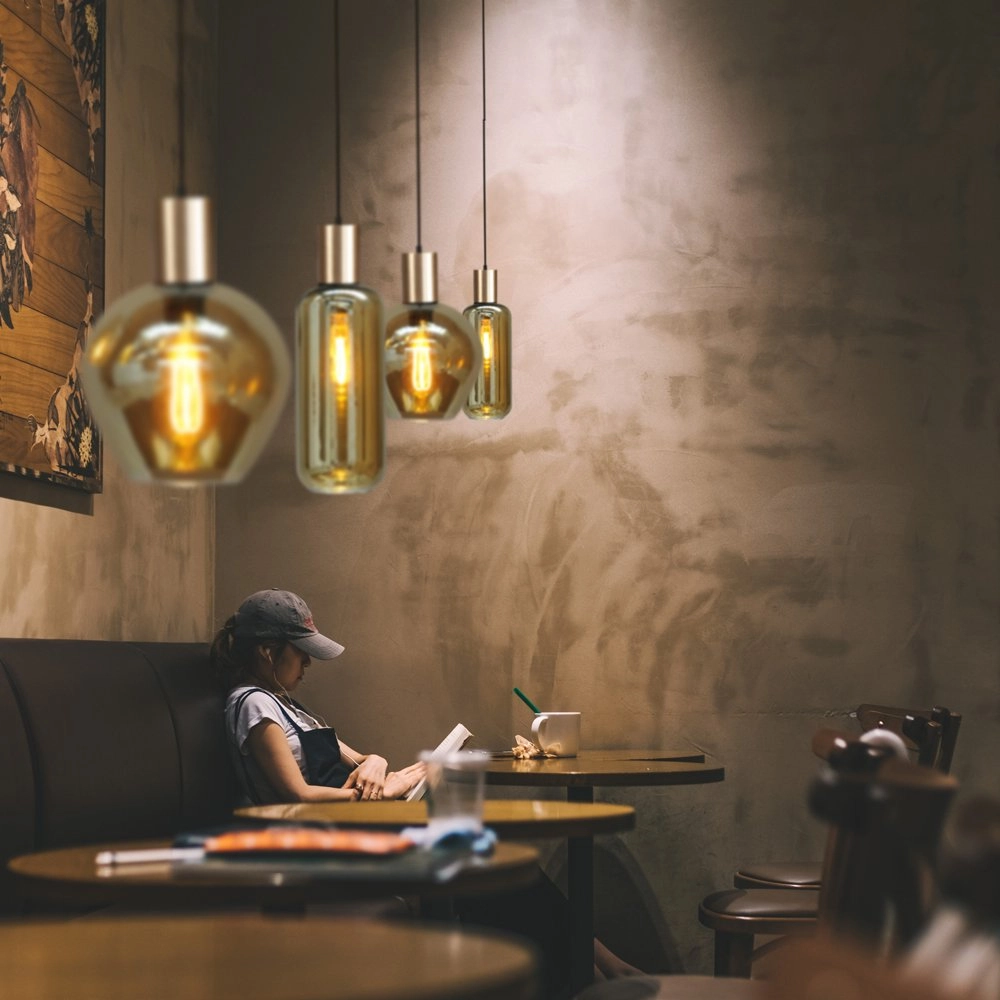 Zwarte pendel hanglamp Bounty goud met cilinderglas Masterlight 8718121248424