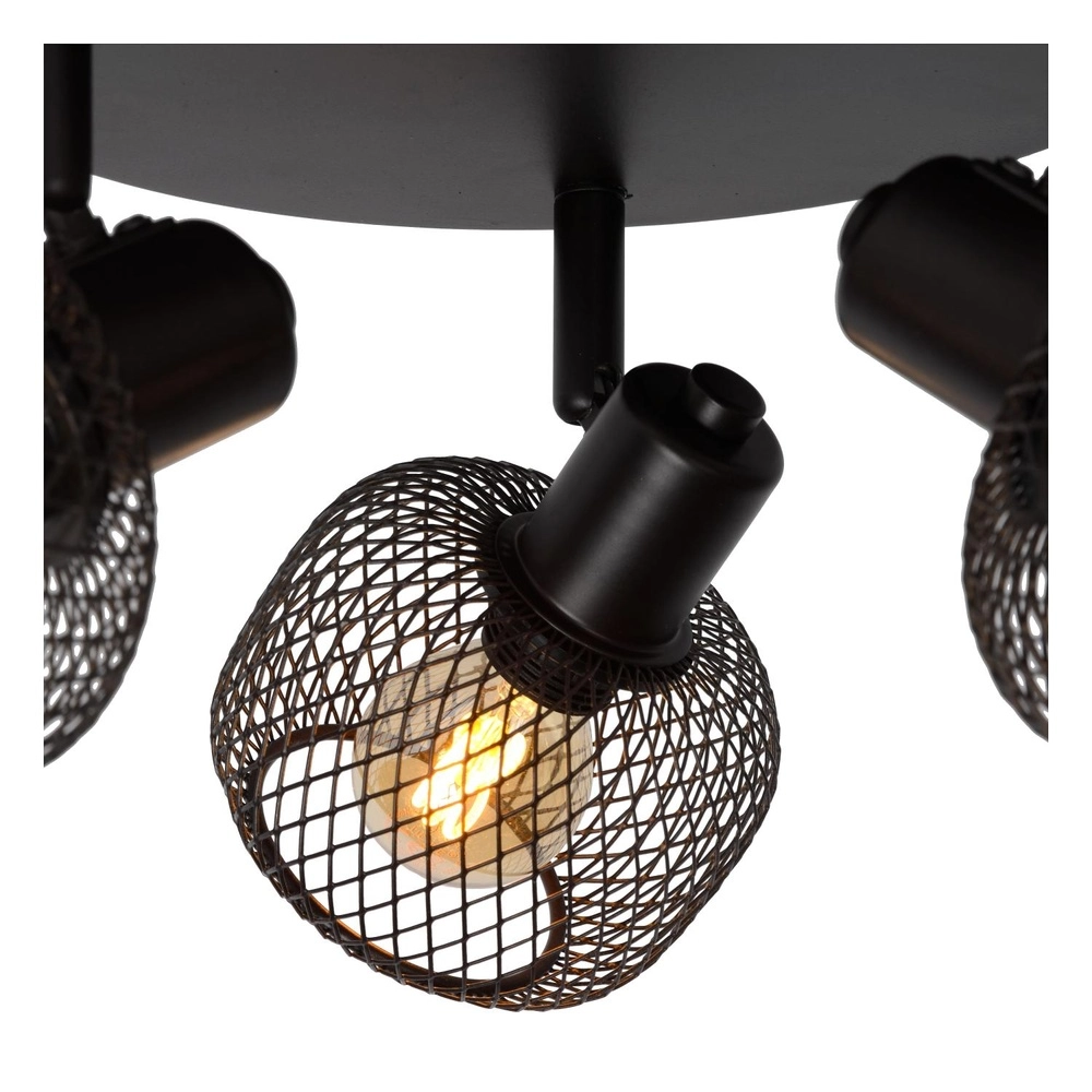 Plafondlampje Maren 3-lichts zwart Lucide 5411212771131