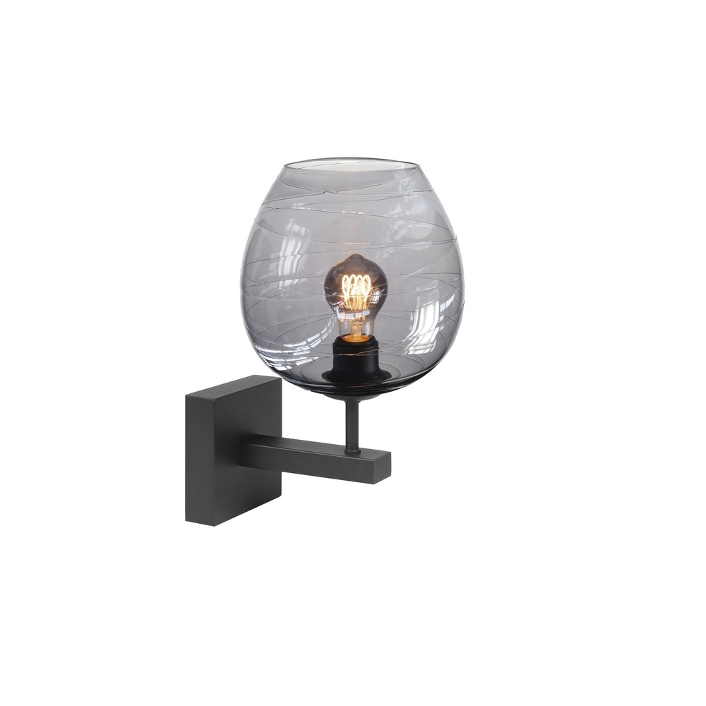 Wandlamp Fantasy zwart met smoke glas