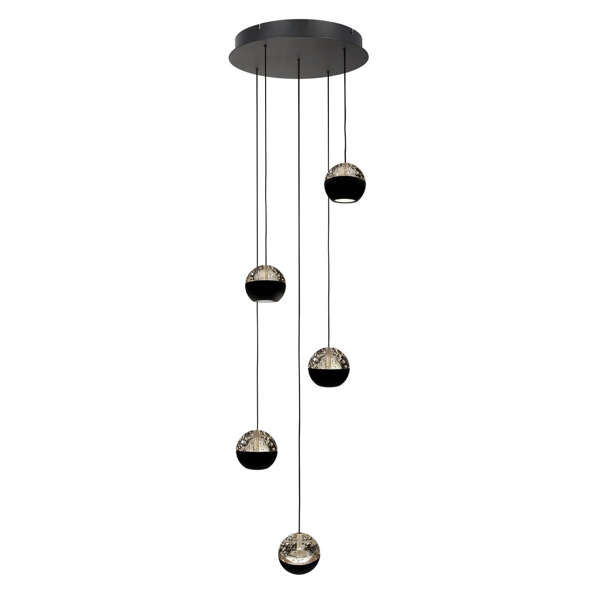 5-licht vide hanglamp Belluno led - zwart met glas Steinhauer 8712746183887