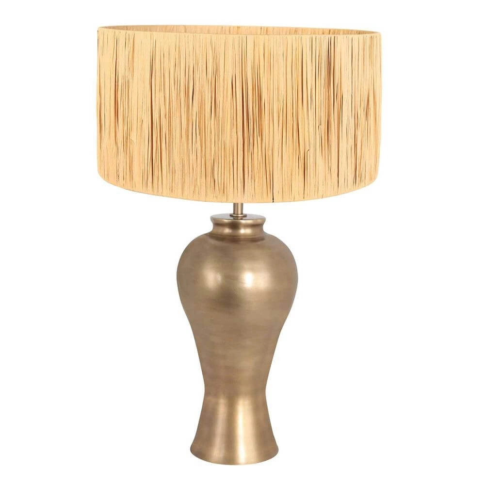 Tafellamp Brass brons met strokleurige kap Steinhauer 8712746175707