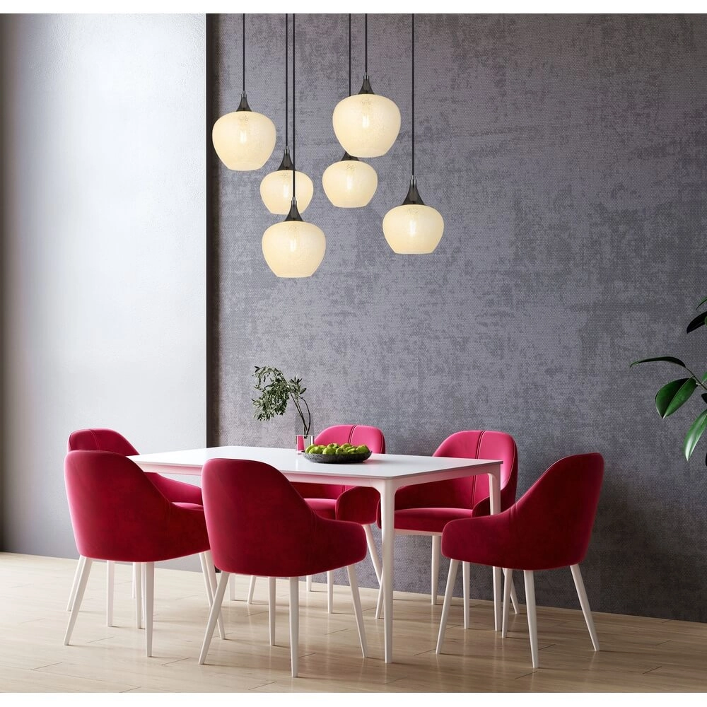 Antraciet hanglamp Maxy met wit glas 6-lichts Globo 9007371453184