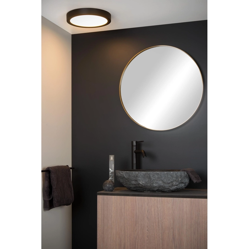 Plafonniere Brice-Led Ø 30cm - IP44 zwart Lucide 5411212281234