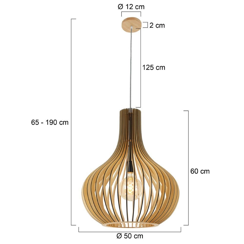 Houten hanglamp Smukt Pear Ø 50cm Steinhauer 8712746132885