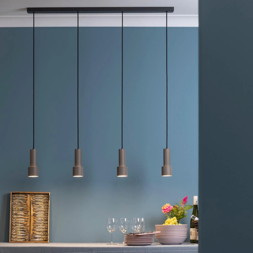 Hanglamp recht Cadiz 4-lichts zwart met brons Brilliant 4004353446948