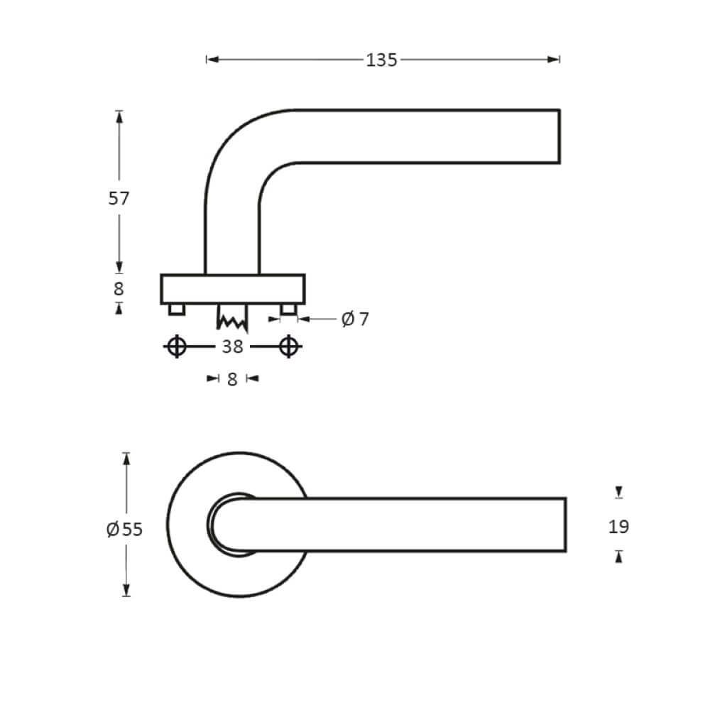 Strakke deurklink Recht op rozet RVS Intersteel 8714186087602