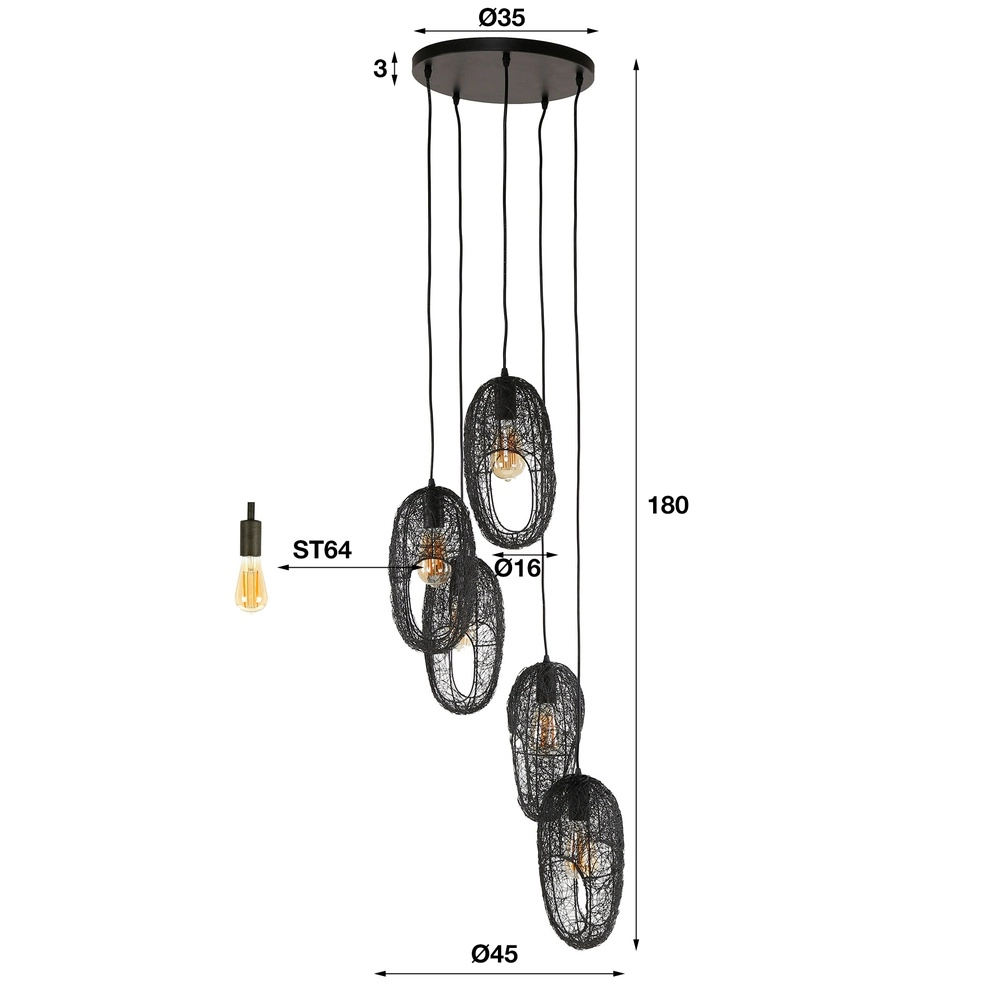 Gaas hanglamp Open 3x E27 Lyora 8716803512467