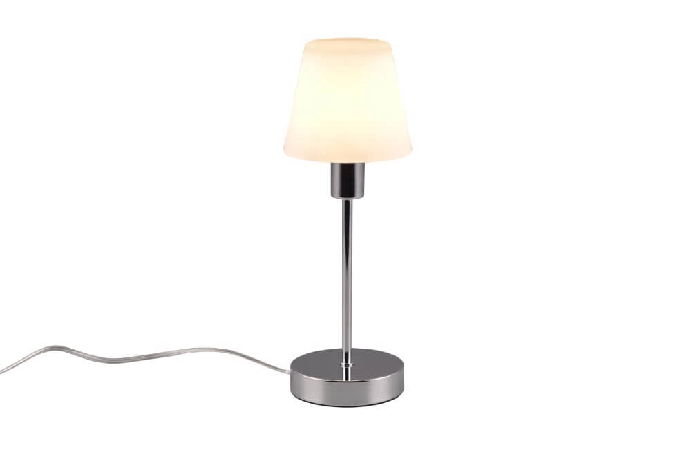 Tafellampje Luis Ii chroom met wit glas