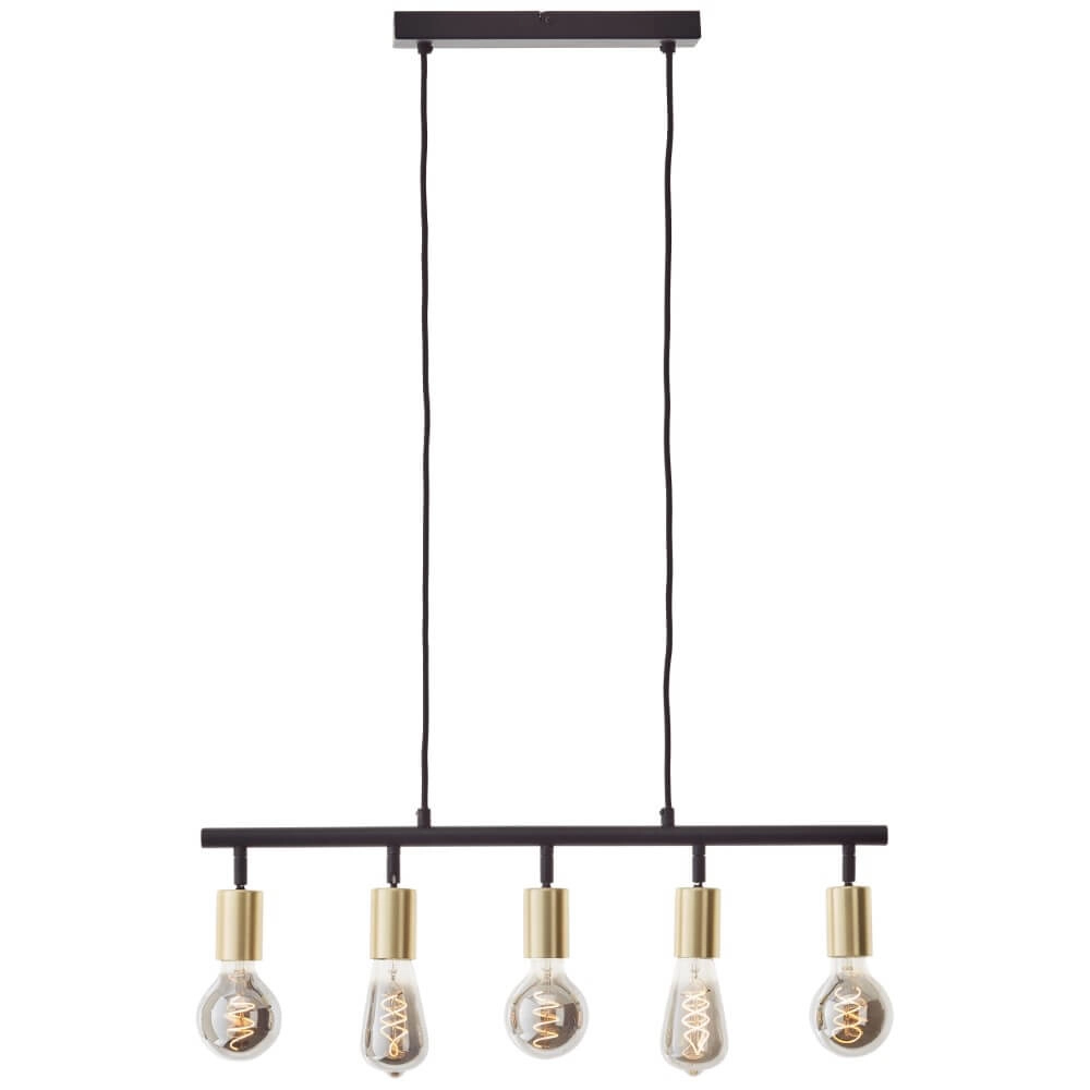 5-lichts hanglamp Tiffany zwart met goud 5-lichts hanglamp Tiffany zwart met goud