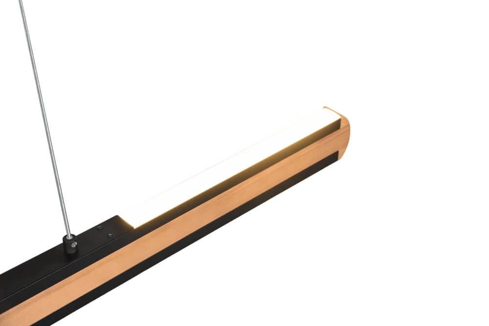 Hanglamp Deacon houtbruin met zwart Trio 4017807505474