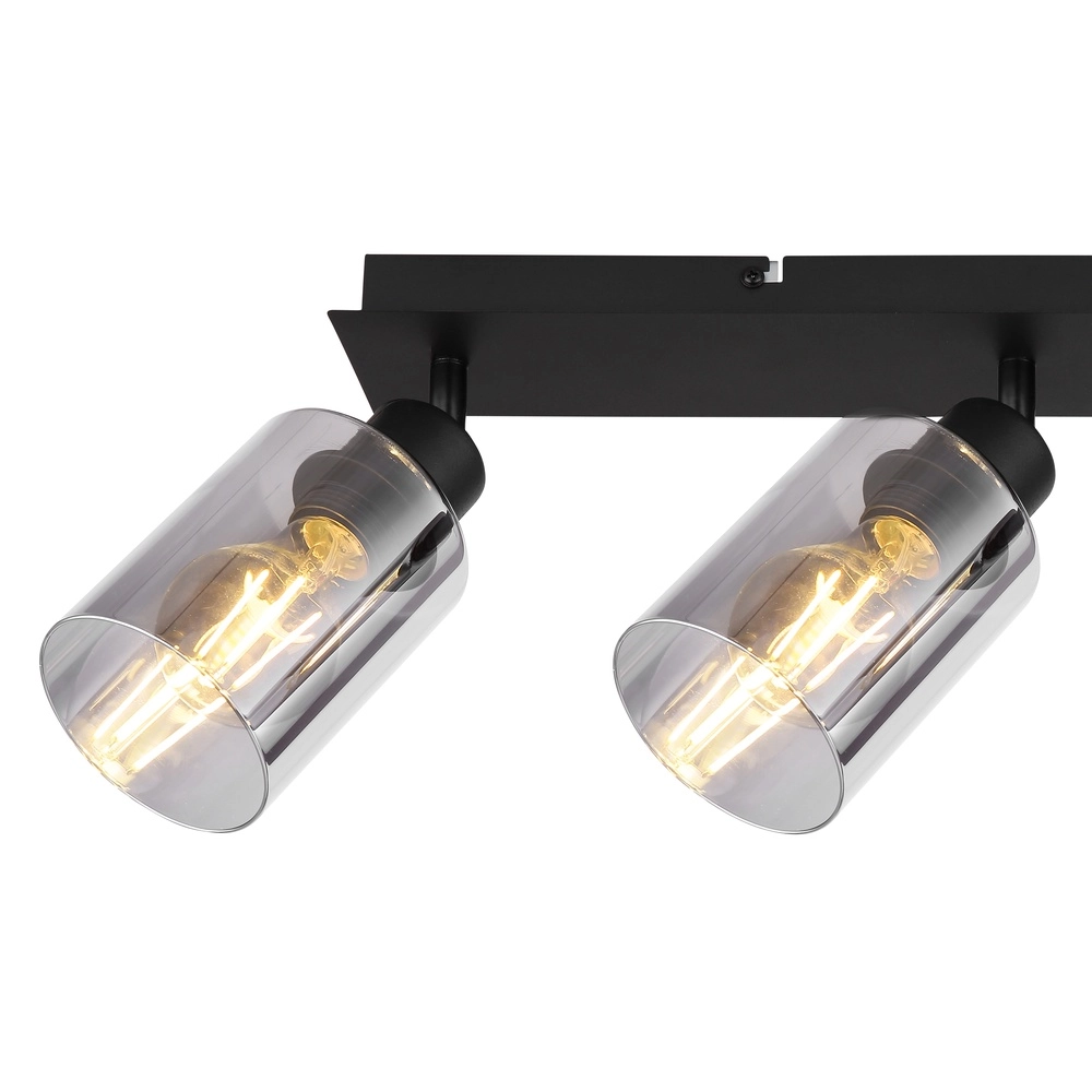 Plafondlamp Hadera 3-lichts zwart met smoke glas Globo 9007371443215