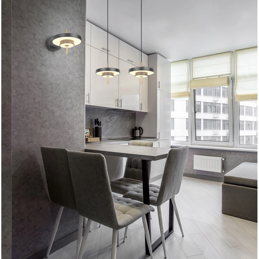 Moderne wandlamp Keaton zwart met goud Trio 4017807655742