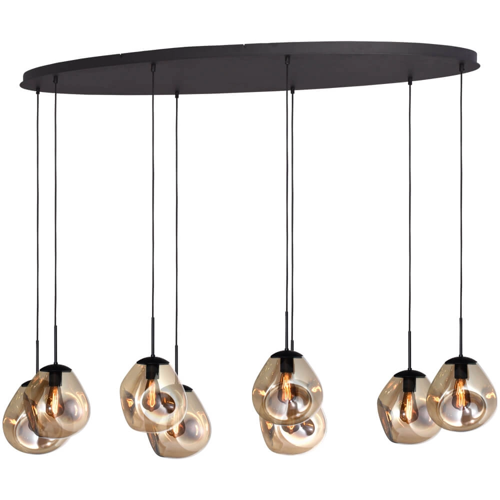 Hanglamp Lava Oval 8x goud glas Ø 24cm
