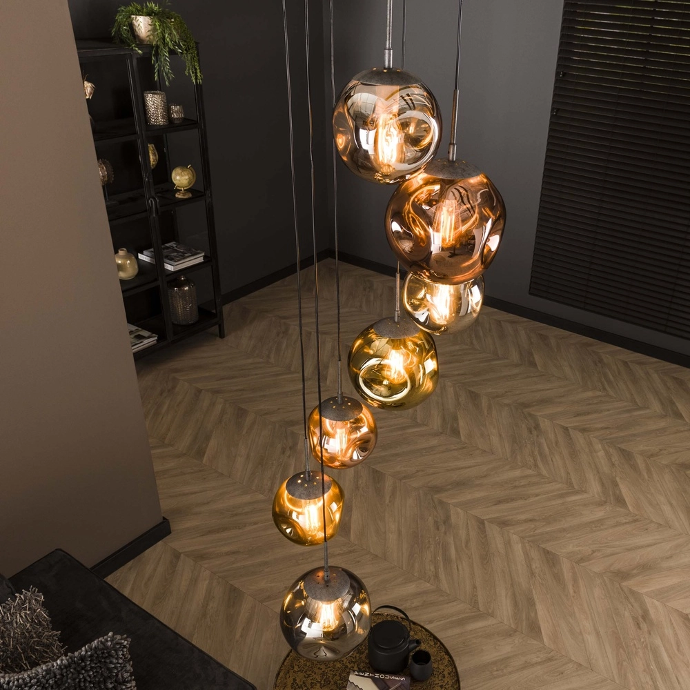 Vide hanglamp Stellar 7 glazen bollen Lyora 8716803511699