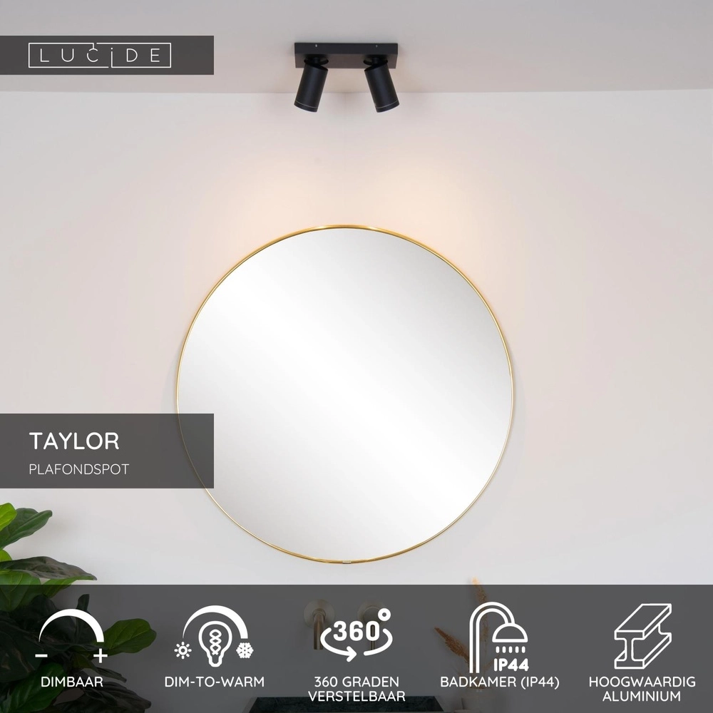Plafondspot Taylor IP44 2-lichts zwart Lucide 5411212092632