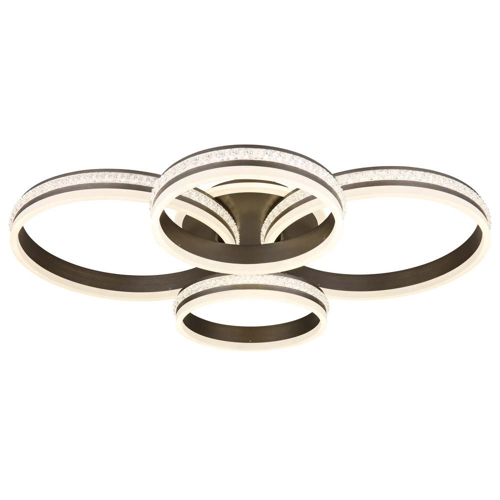 Design plafondlamp Grouni 4 ringen titanium geborsteld