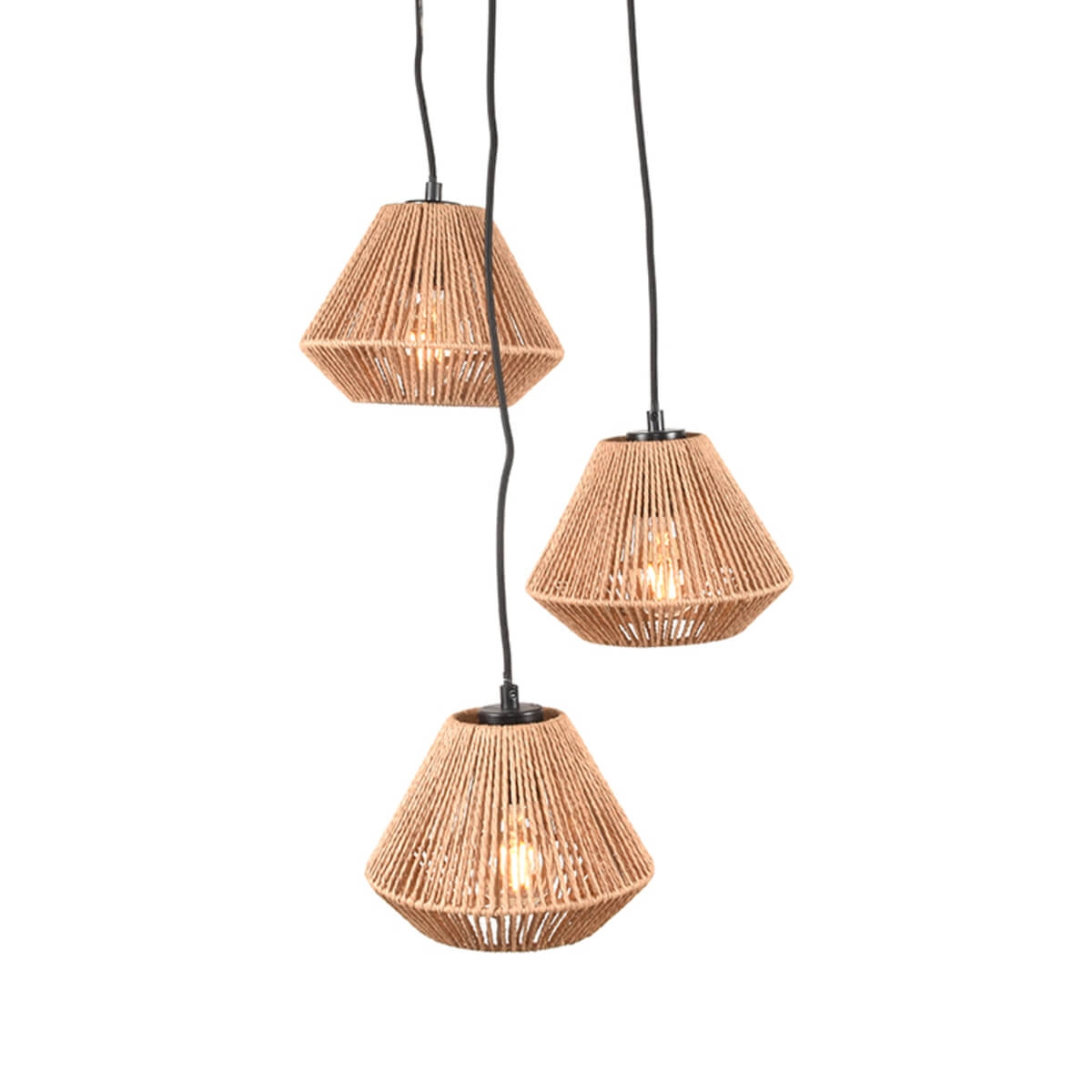 3-lichts hanglamp Ibiza jute