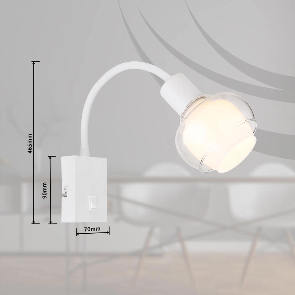 Witte wandlamp Tokki boog enkel Globo 9007371446056