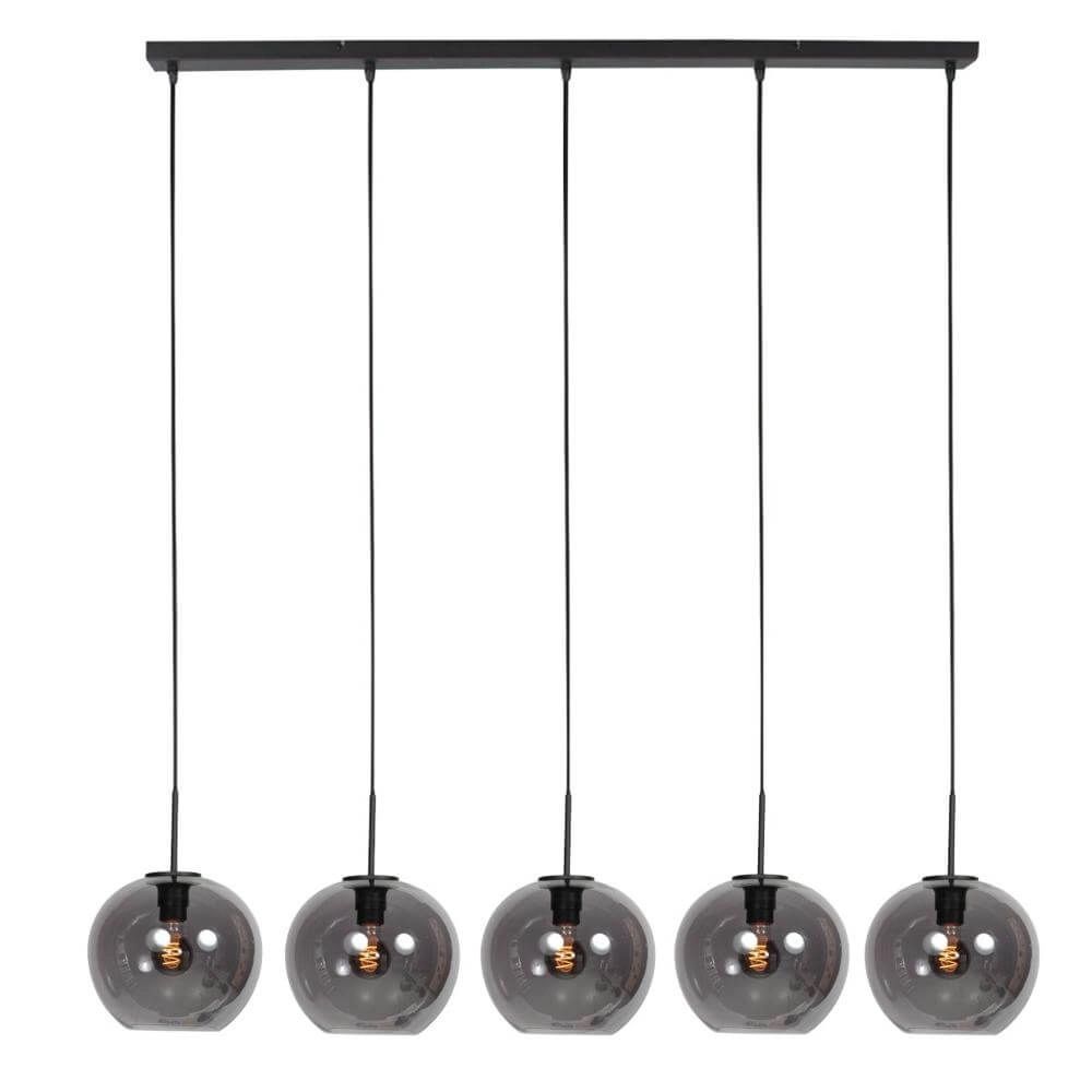 Hanglamp HaloSwap zwart met bol smoke glas Steinhauer 8712746179668