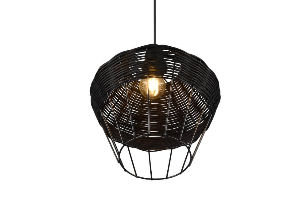 Hanglamp Borka zwart rotan Trio 4017807556803