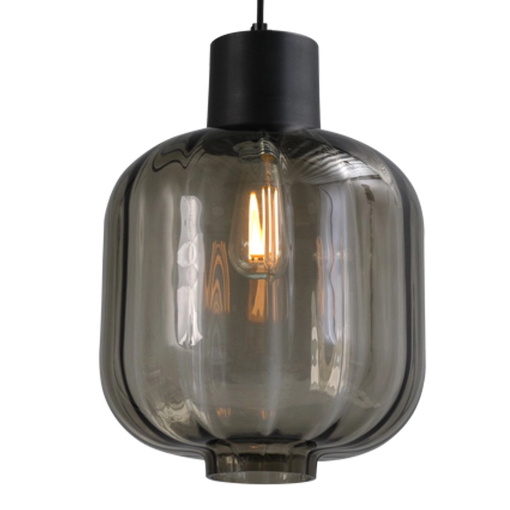 Eetkamerlamp Lett lll 28 2-lichts zwart met smoke glas Masterlight 8718121183329