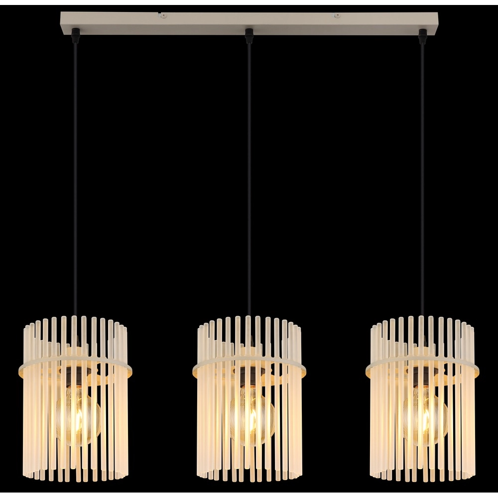 3-lichts hanglamp Gorley zand bruin met glas Globo 9007371566716