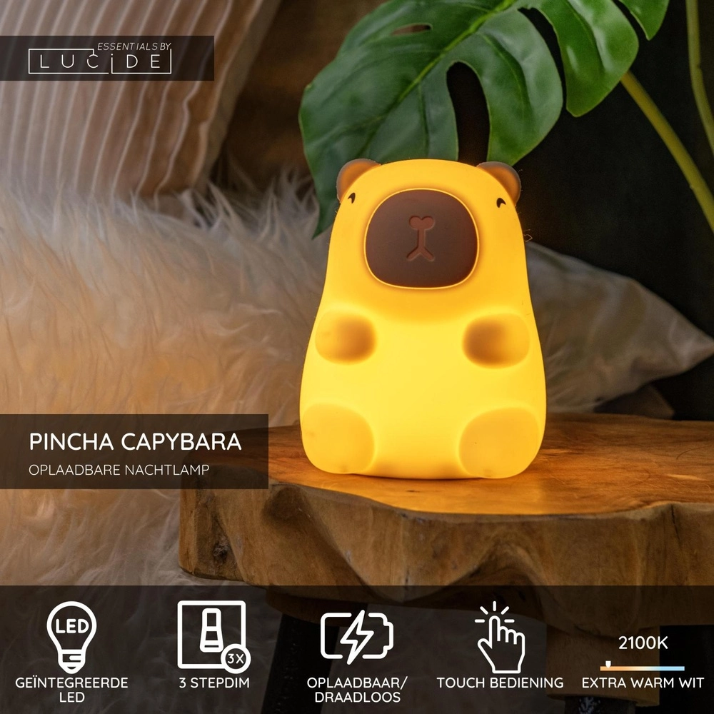 Kinderkamer nachtlampje Pincha Capybara capibara Lucide 5411212541352