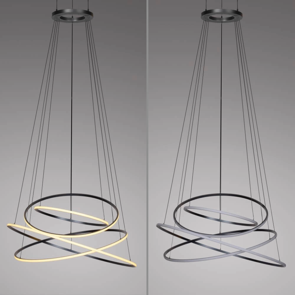 Design hanglamp Pure E-Flying Rings grijs Paul Neuhaus 4012248384466