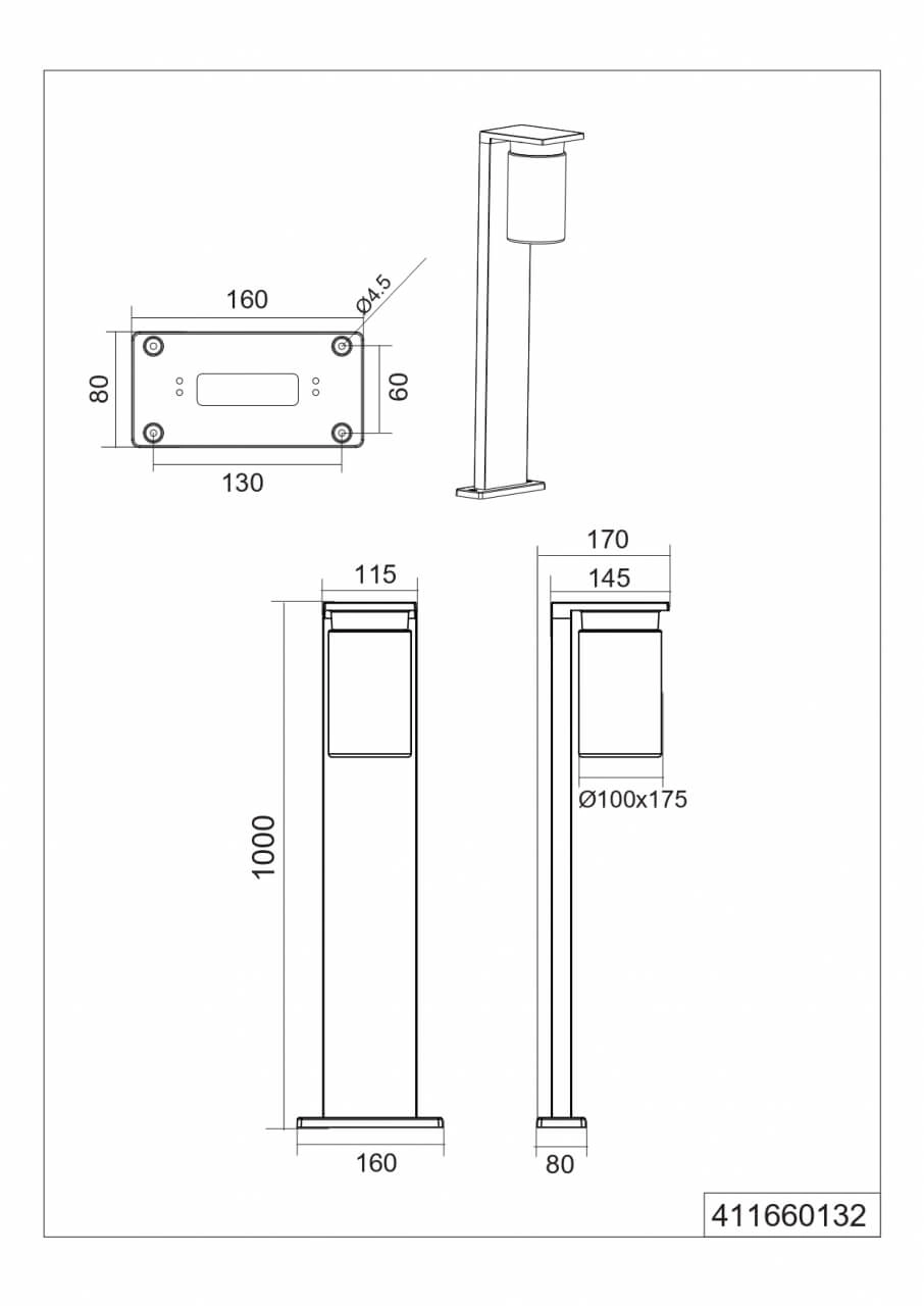 Staande lamp Ardila zwart 100cm Trio 4017807564099