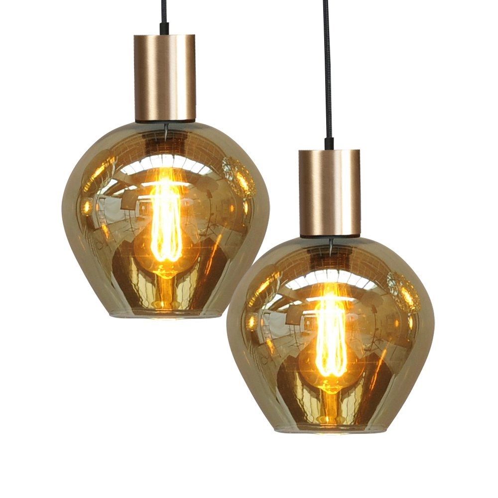 Zwarte hanglamp met goud Bounty 6-lichts rond glas Masterlight 8718121247892
