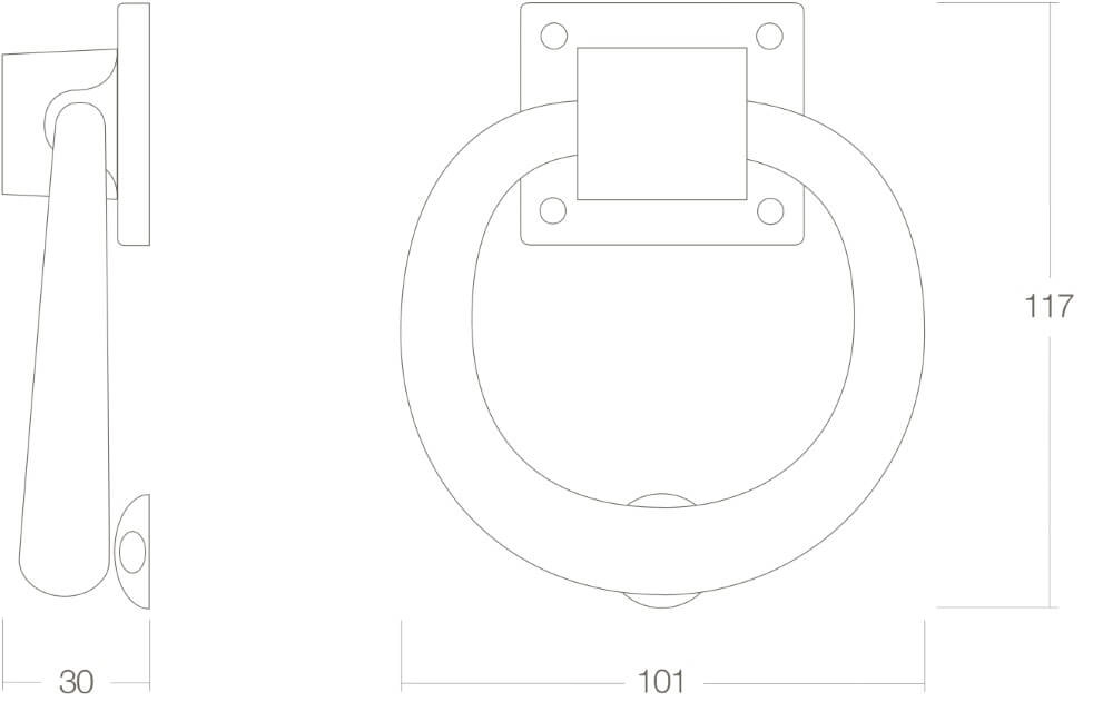 Ronde deurklopper Arden messing ongelakt Intersteel 8714186018163