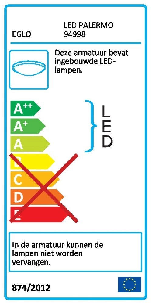 Badkamer plafondlamp Led Palermo 22,5cm Eglo 9002759949983