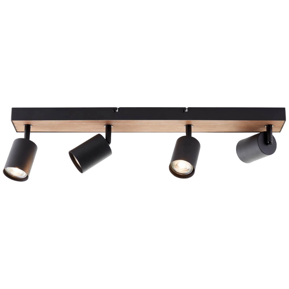 4-lichts lamp Jello Wood zwart met hout Brilliant 4004353428401