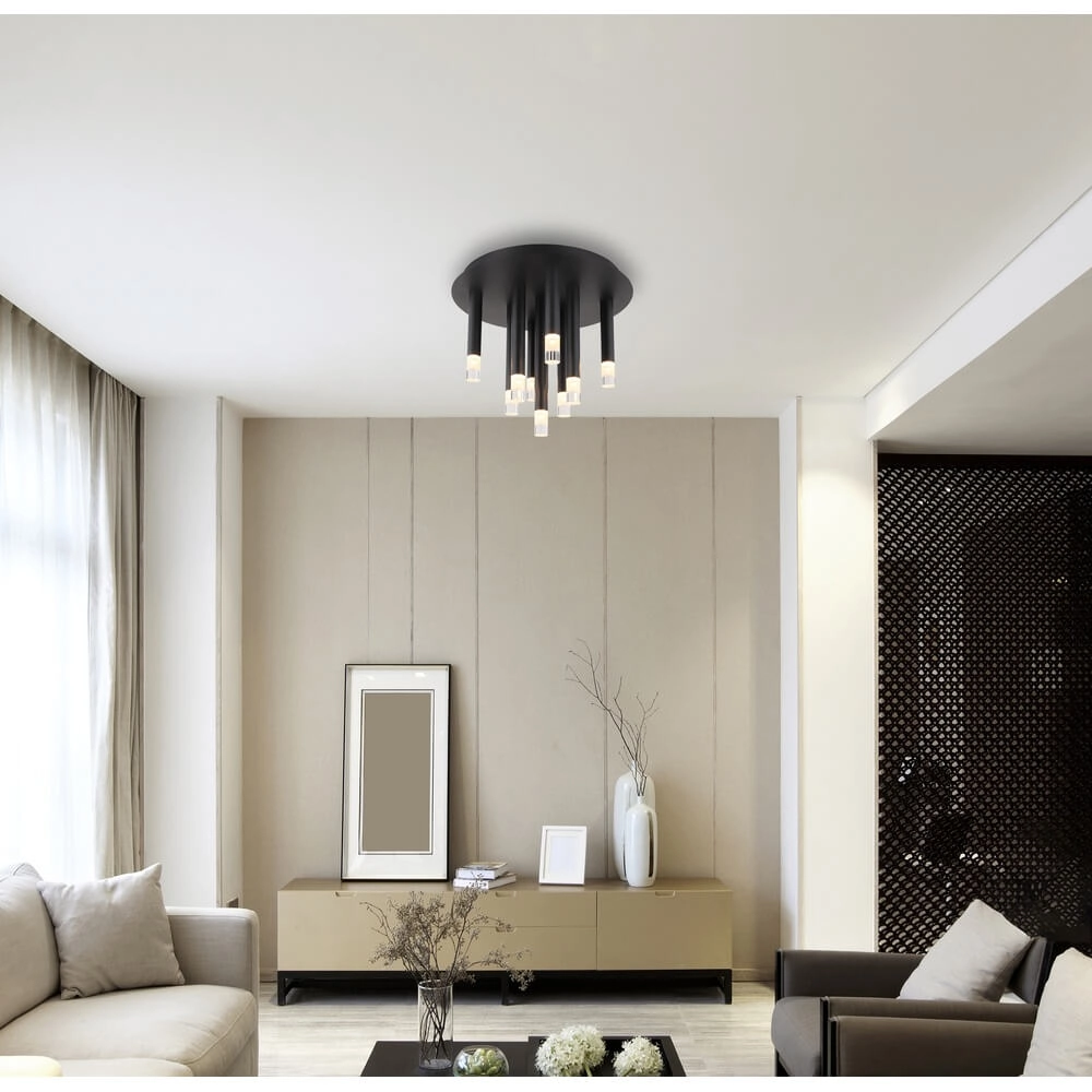 Design plafondlamp Ryan 9-lichts zwart Globo 9007371484058